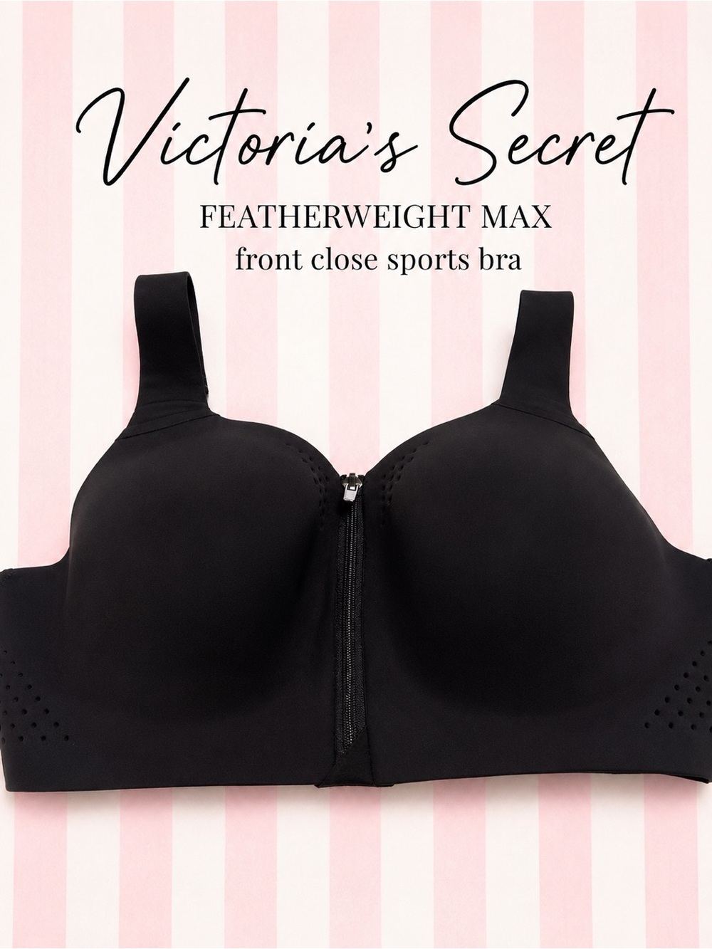 Victoria’s Secret Featherweight Max Front-Close Sports Bra - Black 36C NWT